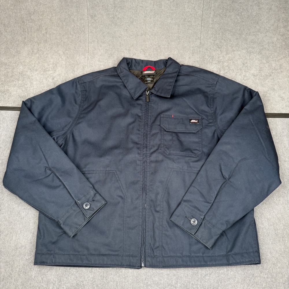 Genuine Dickies Mens Navy Blue Quilted Lined Zip Up Work Jacket Coat‎ Large L